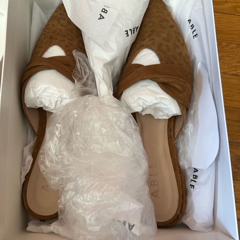 Able Women's Tan Mules with Knot Detail